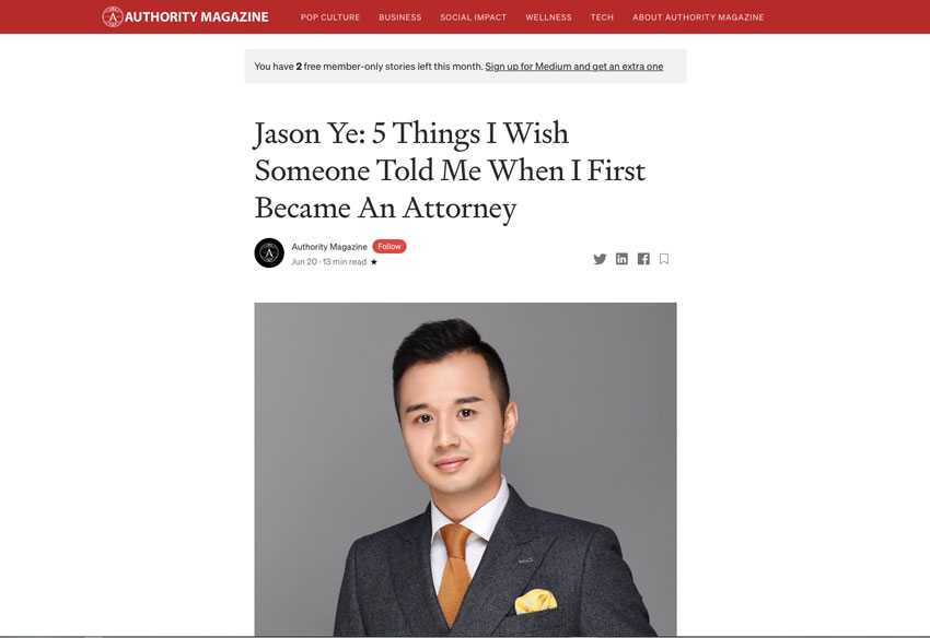 Jason Ye: 5 Things I Wish Someone Told Me When I First Became An Attorney