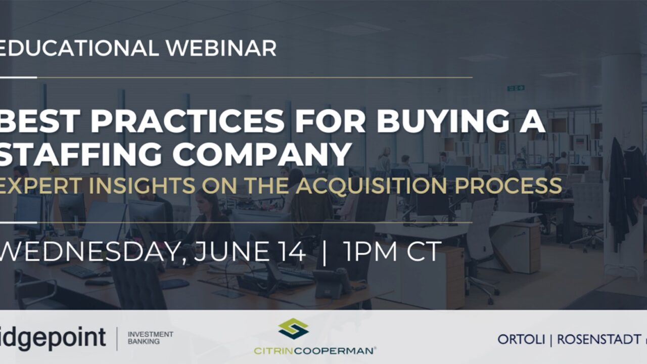 Webinar: Best Practices for Buying a Staffing Company